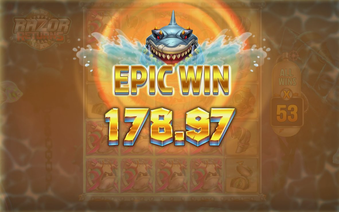 Win screen showing the total payout for the round