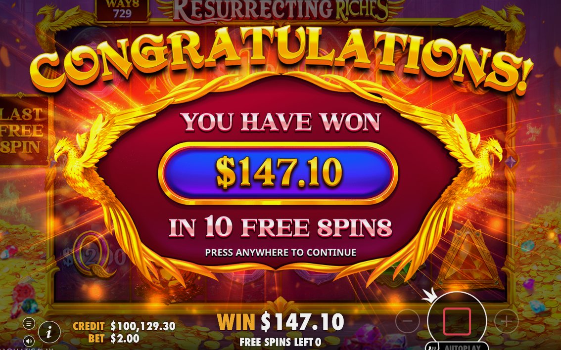 Win screen with ways paid from reel 1